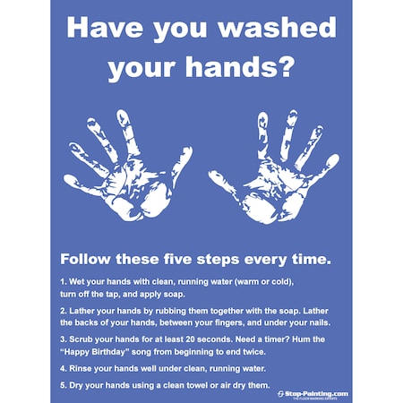 Superior Mark Vinyl Wall/Door Sign - 18" x  24"- 5 Steps Hand Washing SIGN-HWSH-STPV